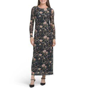 ELIZABETH JAMES THE LABEL Black Mila Long Sleeve Floral Maxi Dress